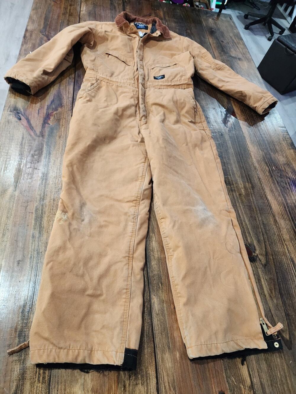 VINTAGE Walls Coveralls Men M Beige Canvas Insulated Workwear Chest 38-40